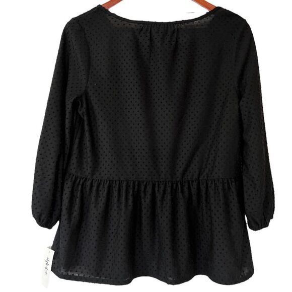 New! 🏷 Style & Co Black Dot Textured Peplum Blouse Sz Small, very soft! - Picture 8 of 11